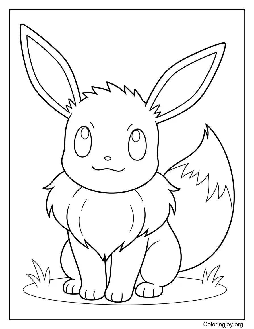 Linda página para colorear de Pokémon Eevee