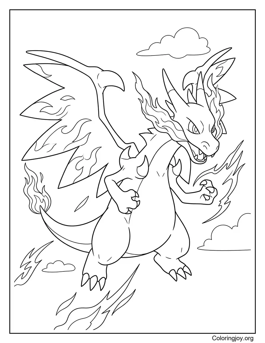 Mega Charizard X Página para colorear