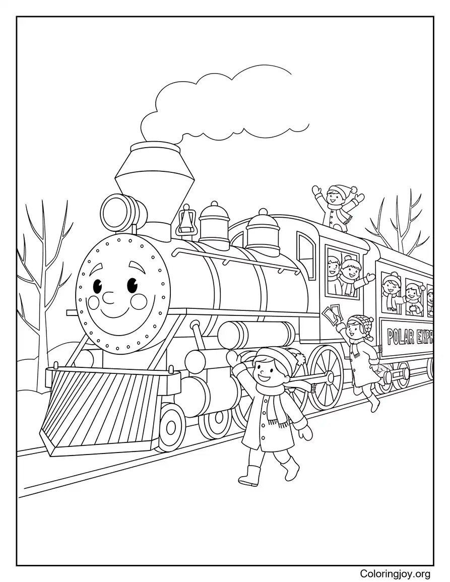 Niños abordando el Polar Express para un viaje mágico