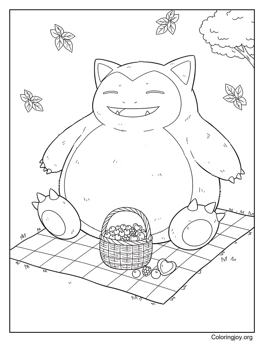 Picnic en el parque Snorlax Página para colorear