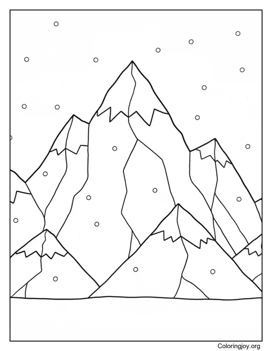 Página para colorear de picos nevados