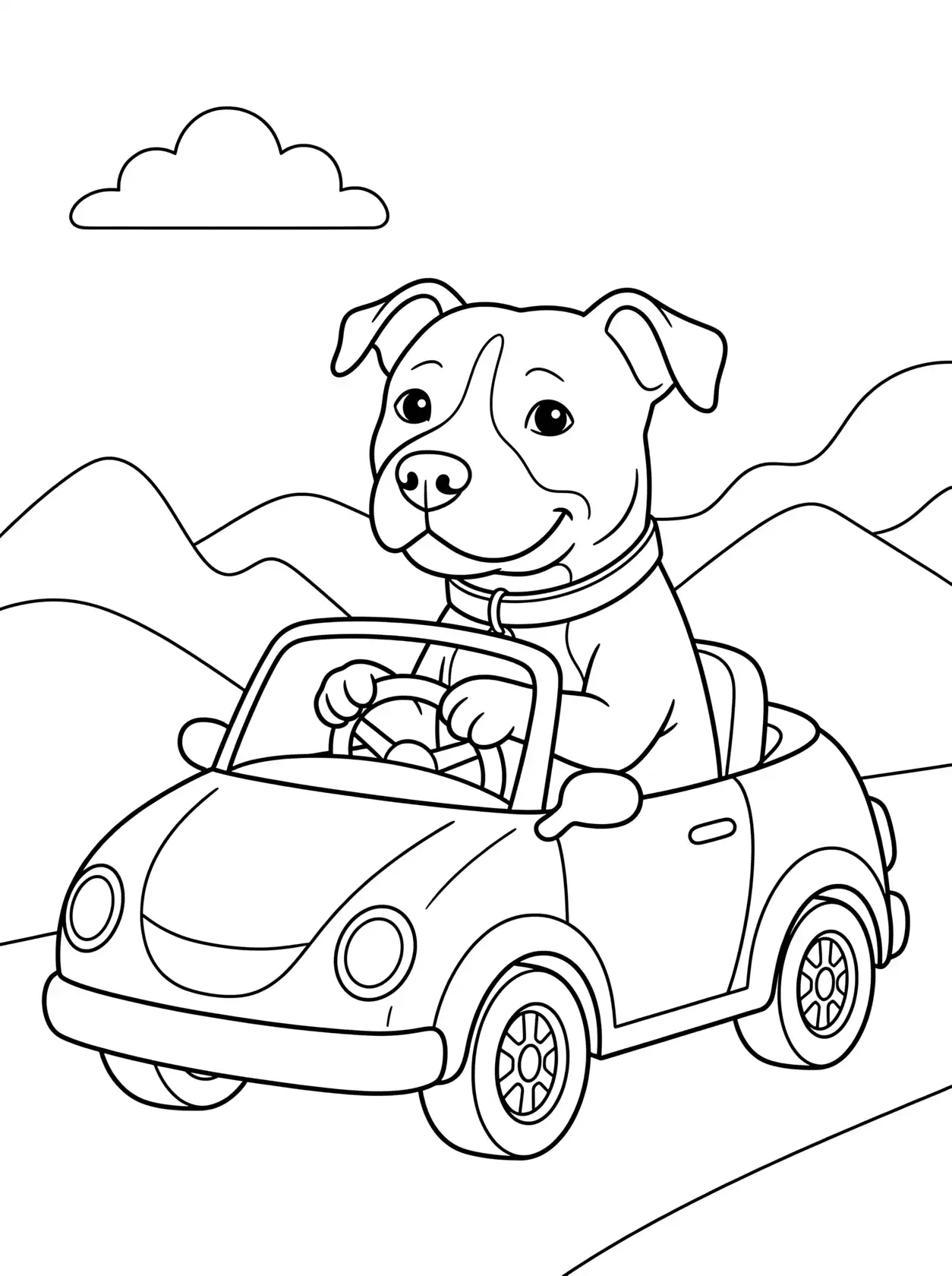 Pitbull conduciendo un coche