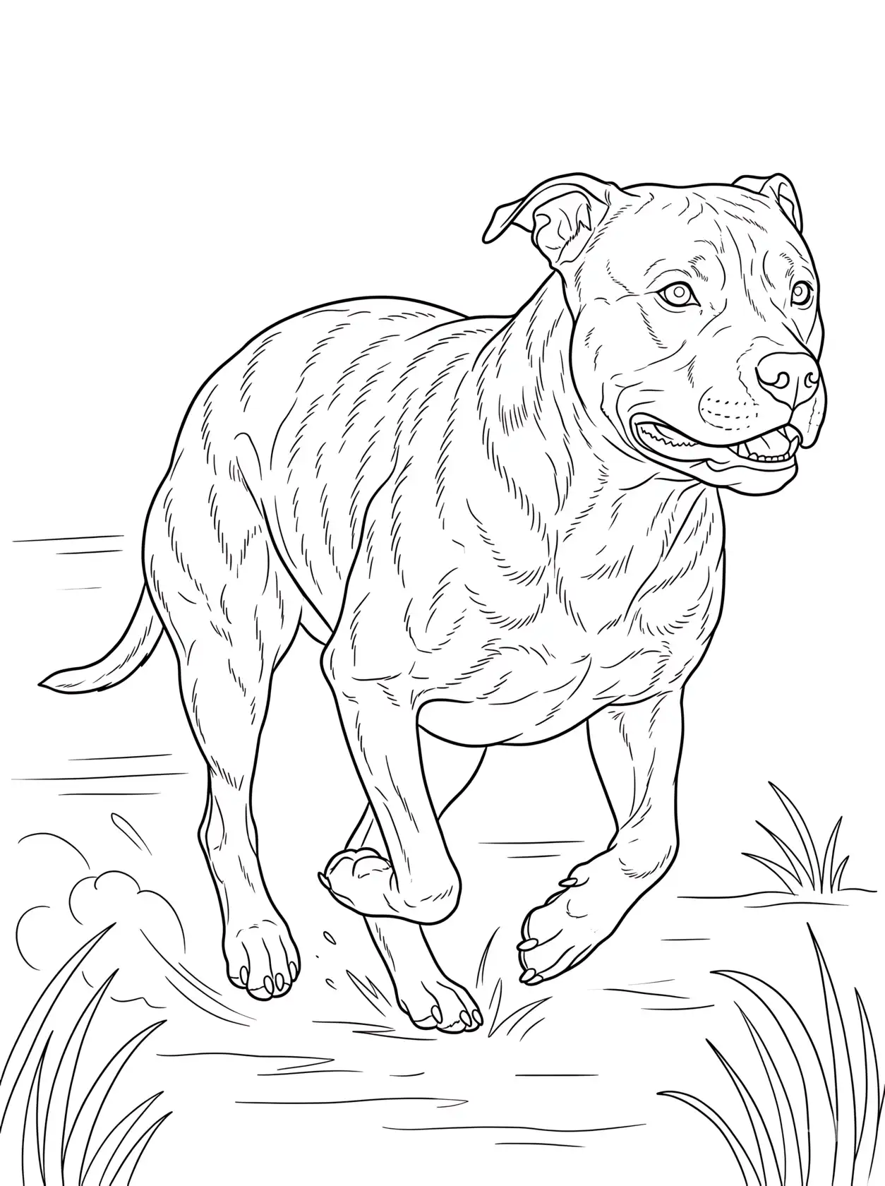 Pitbull corriendo rápido