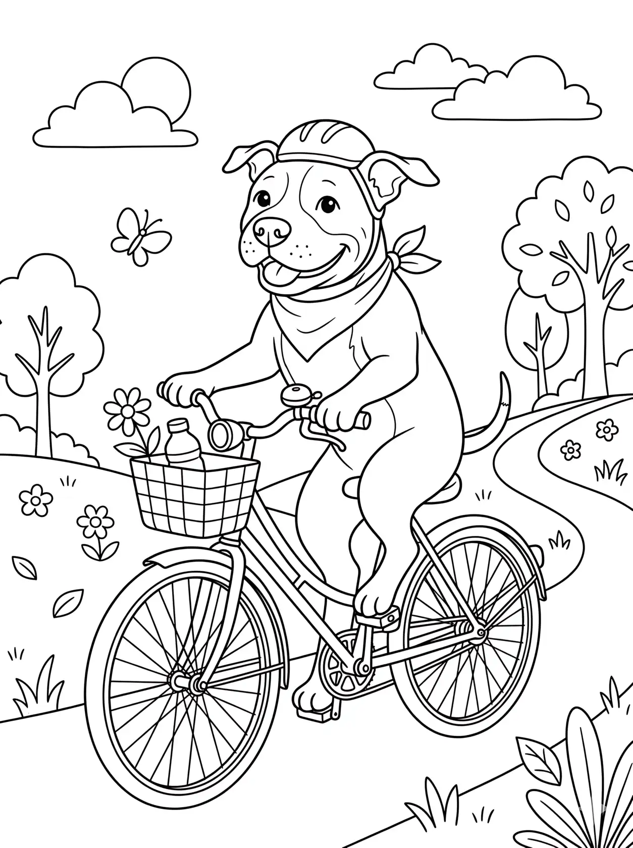 Pitbull en bicicleta