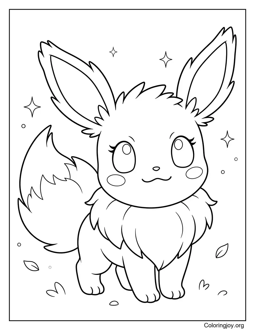 Página para colorear de Chibi Eevee Pokémon