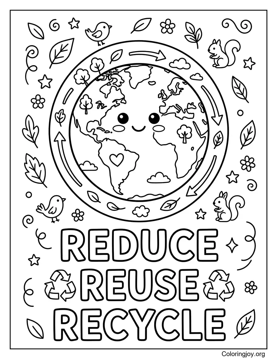 Reducir Reutilizar Reciclar Página para colorear