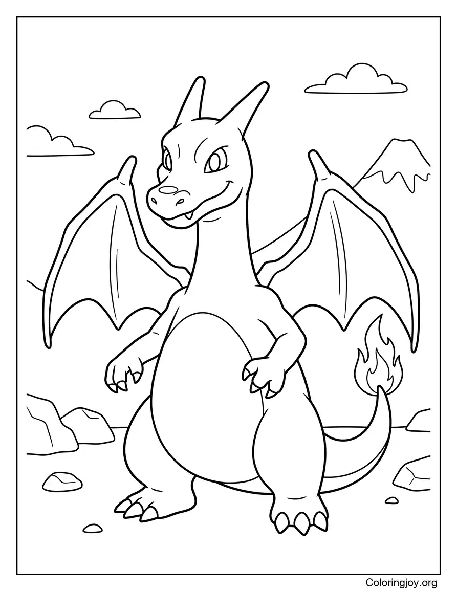 Hoja para colorear Charizard imprimible
