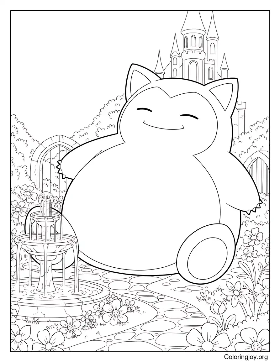 Snorlax Página para colorear del jardín del castillo