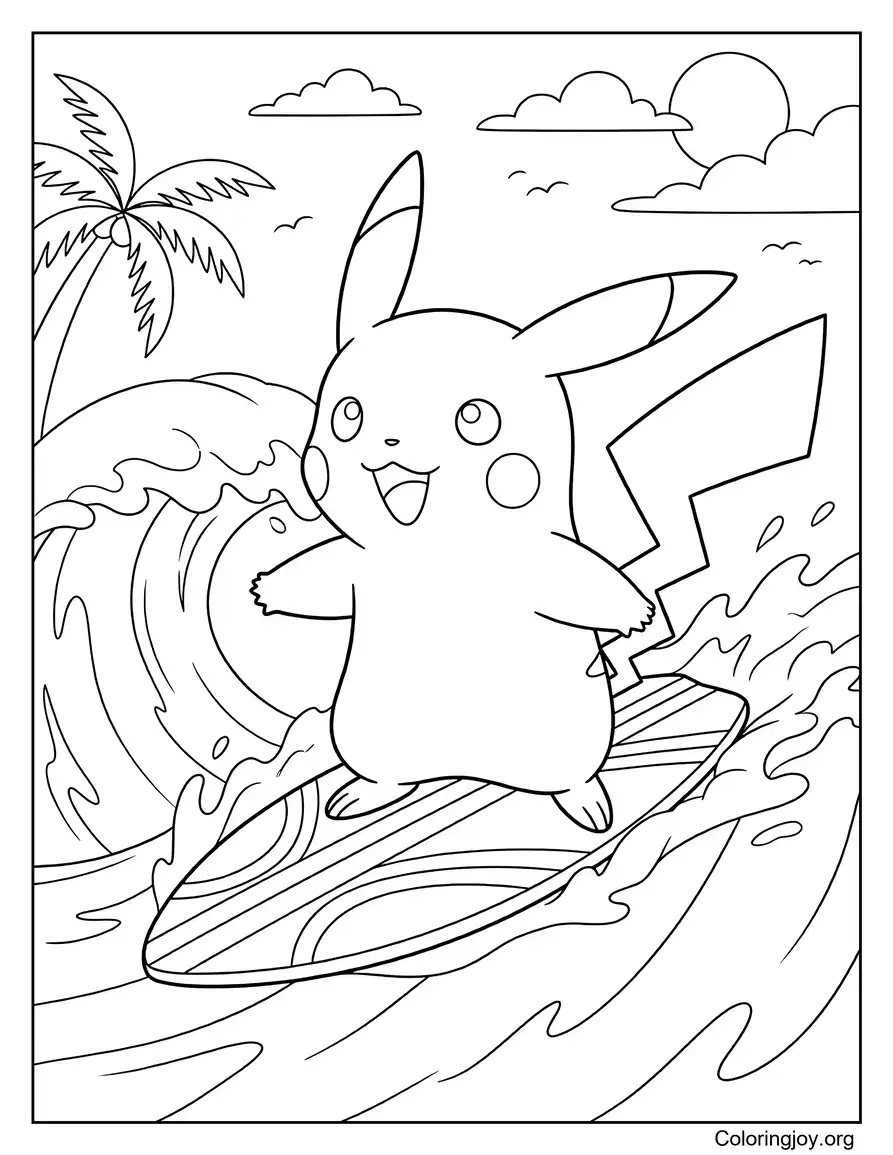 Surfeando Pikachu Playa