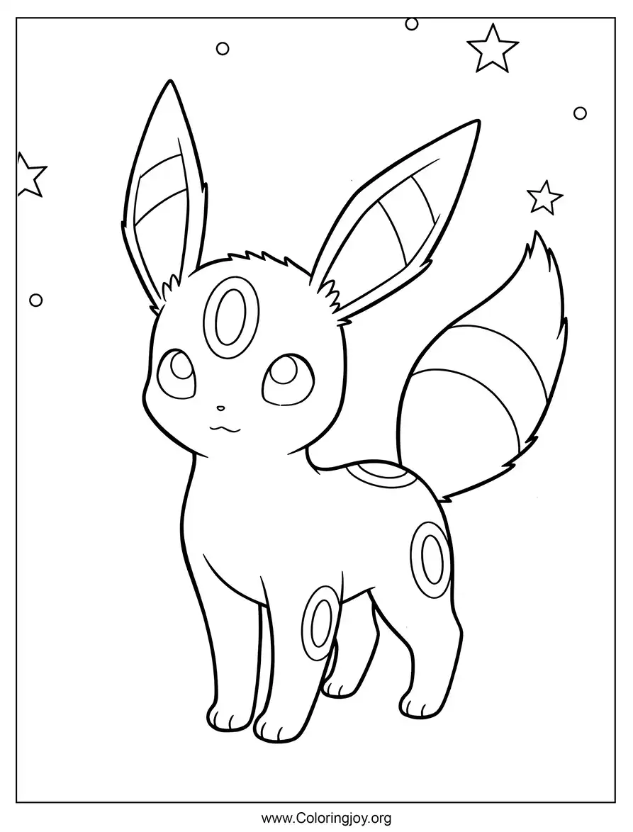 Página para colorear de Umbreon que brilla en la noche
