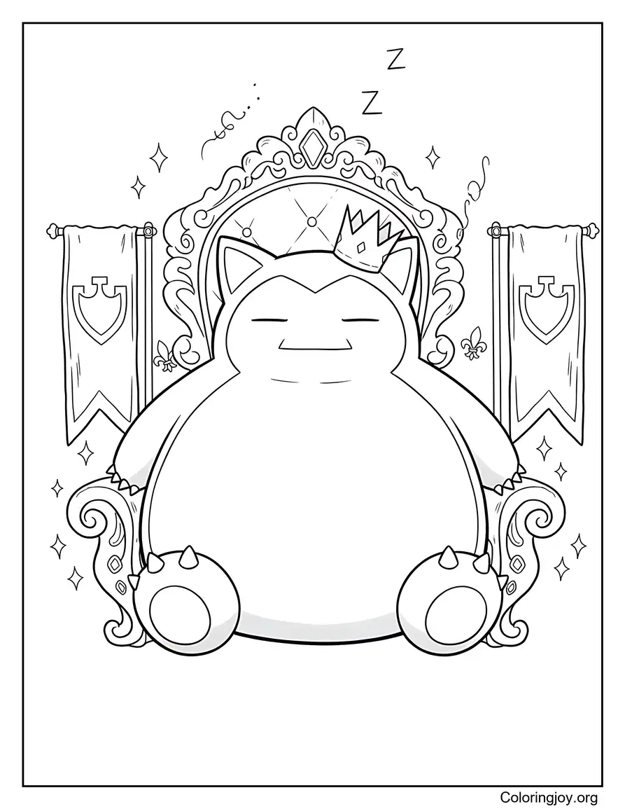 Usando una corona Snorlax Hoja para colorear