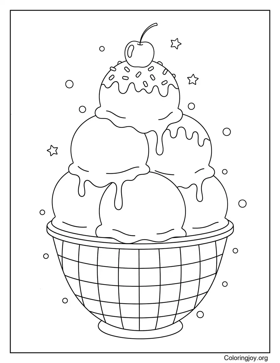 Giant Ice Cream Tower Drawing to Color