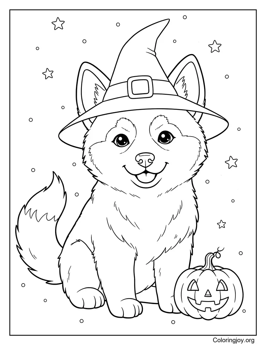 Halloween husky art with spooky fun theme