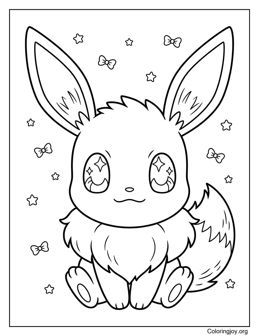 Kawaii Eevee Pokemon Coloring Page