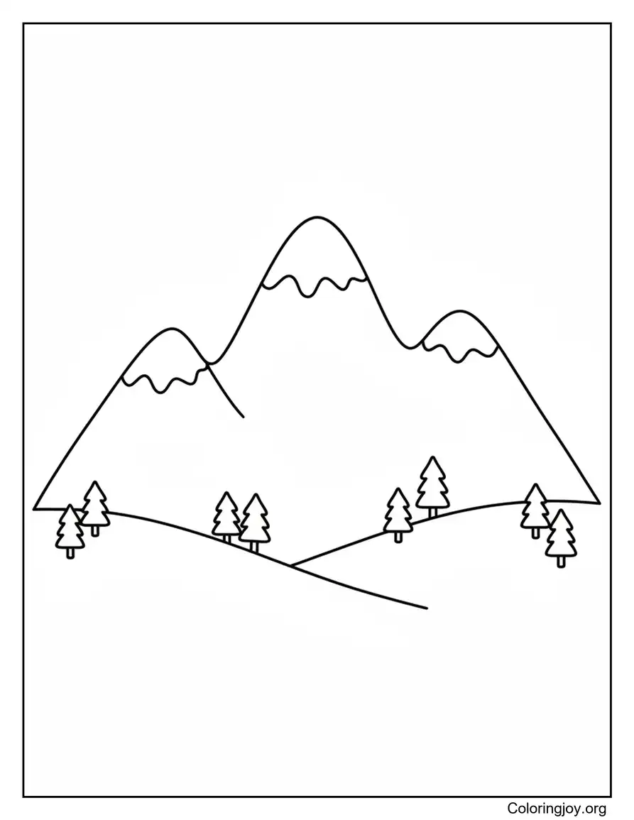 Minimal Mountain Landscape Coloring Page