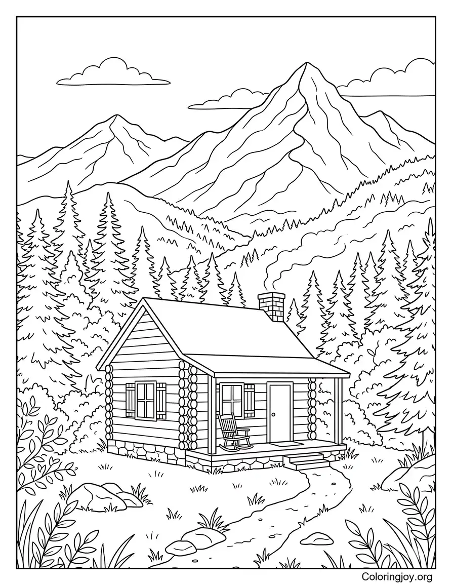 Mountain Cabin Cozy Scene