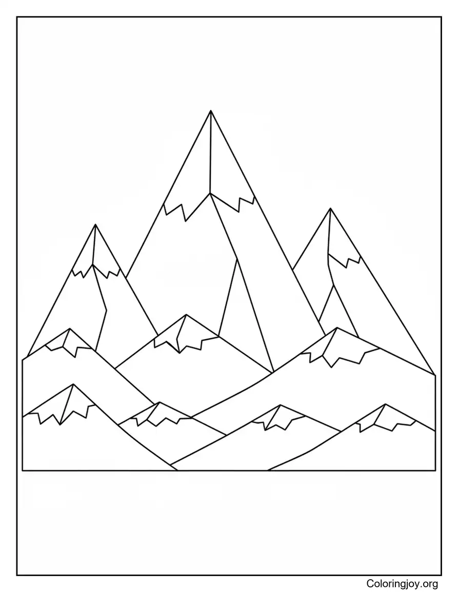 Mountain Range Panorama Coloring Page