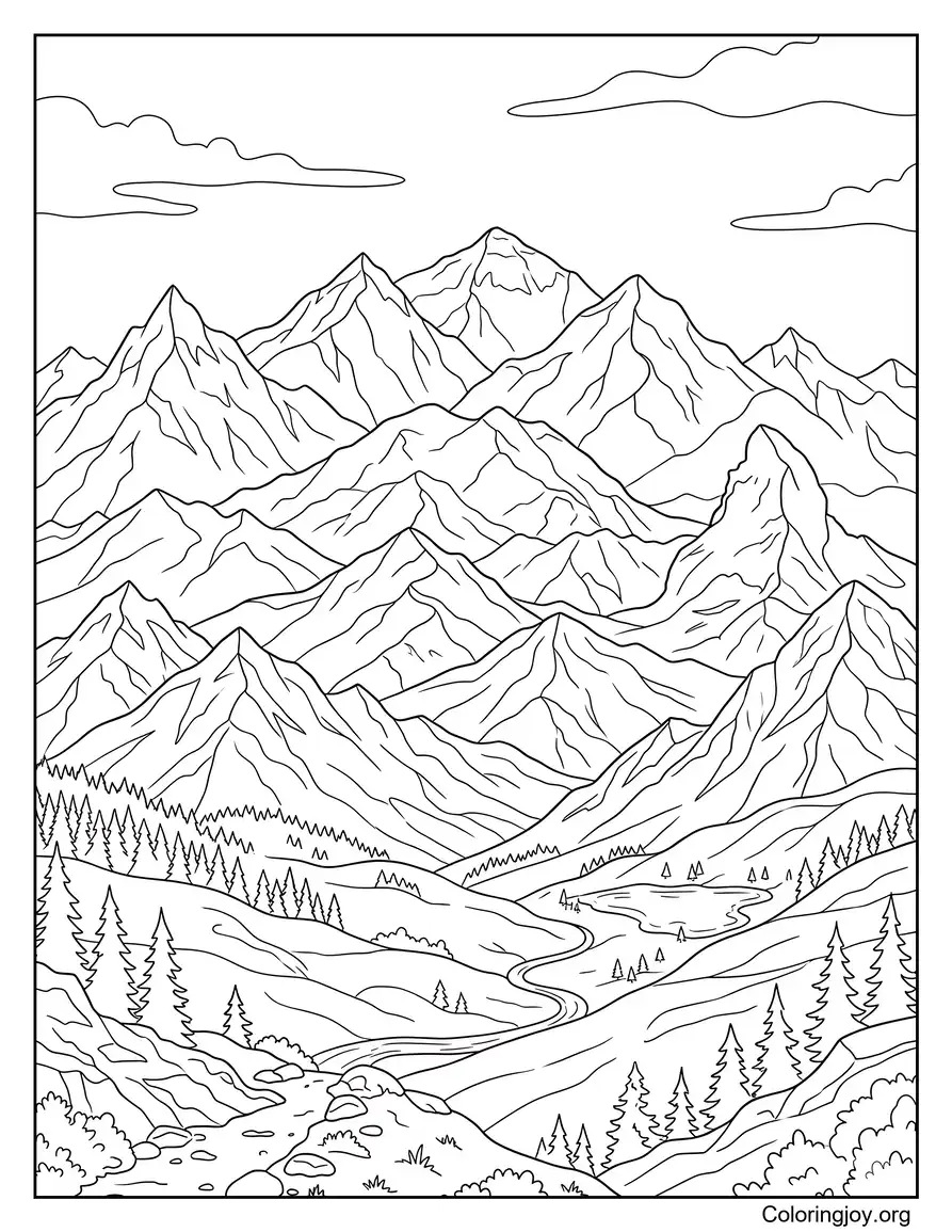 Mountain Range Panorama Scene