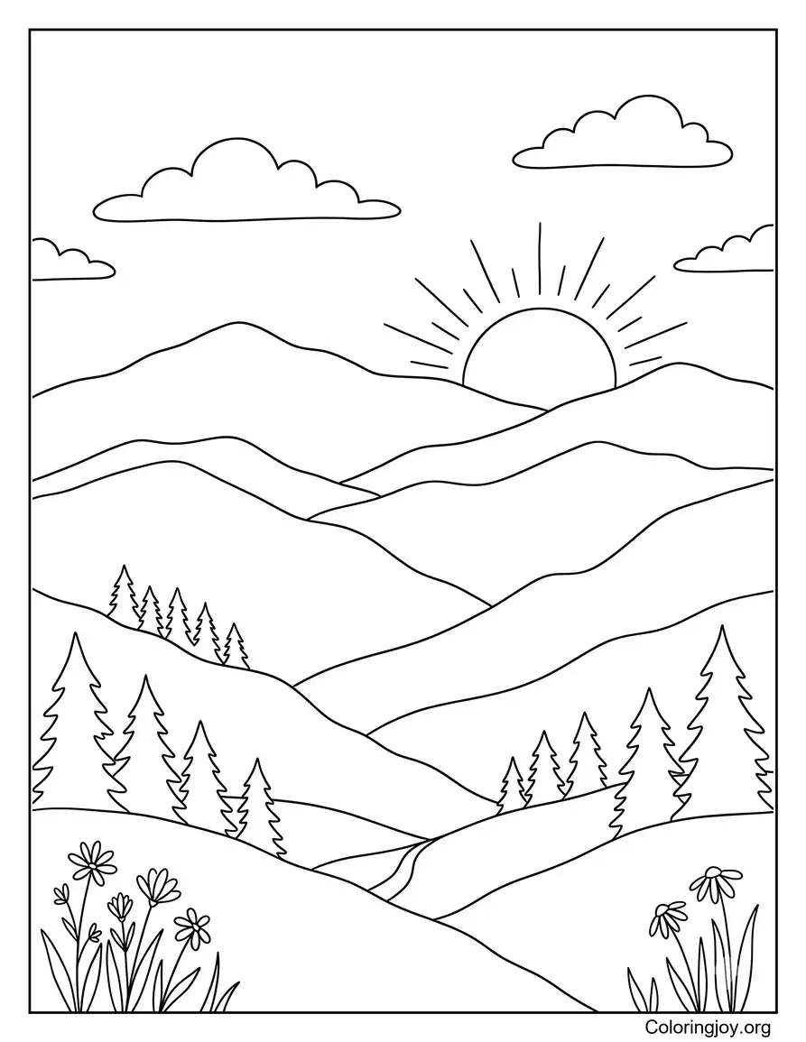 Mountain Sunset Scenic View