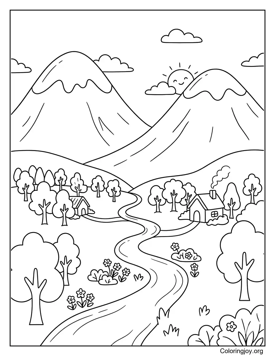 Mountain Valley Peaceful Scene