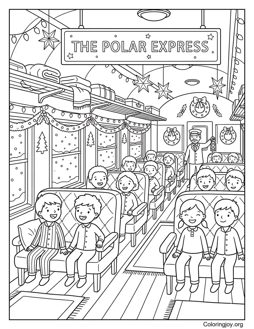 inside The Passenger Car Of The Polar Express At Christmas