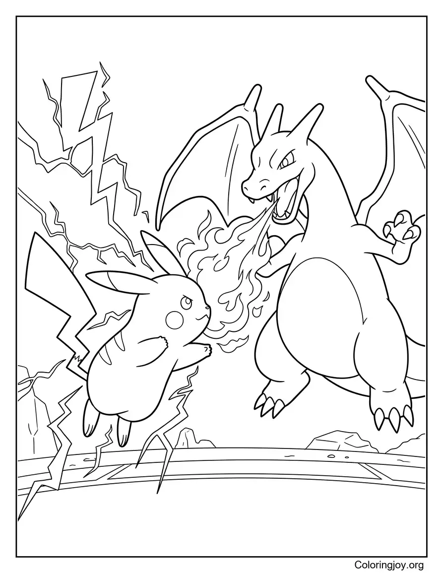 Pikachu And Charizard Battle
