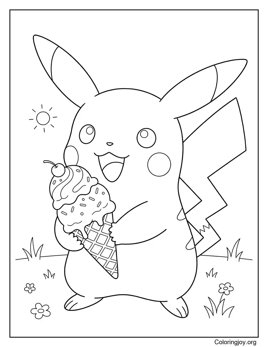 Pikachu Eating Ice Cream