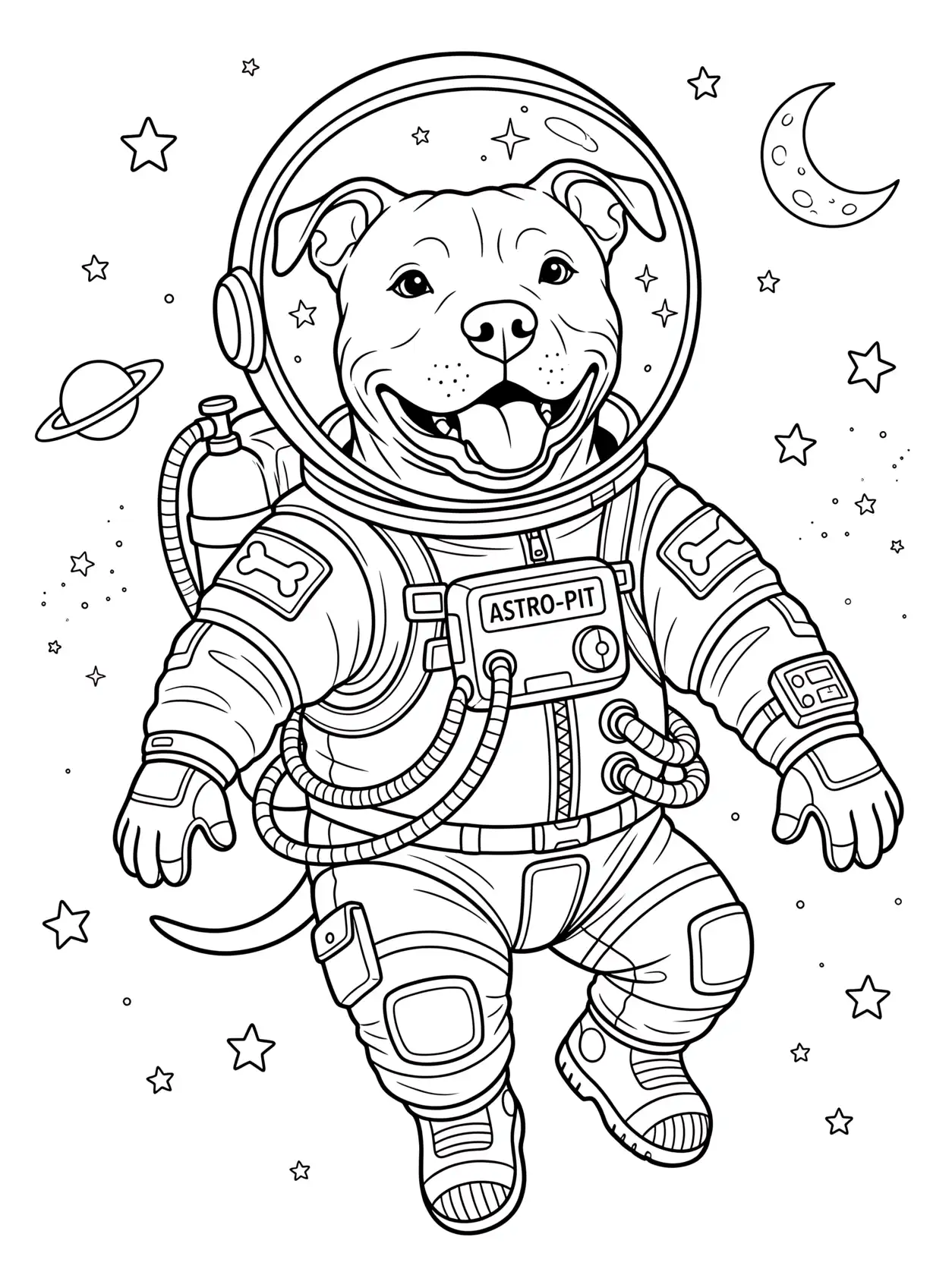 Pitbull Astronaut Dog