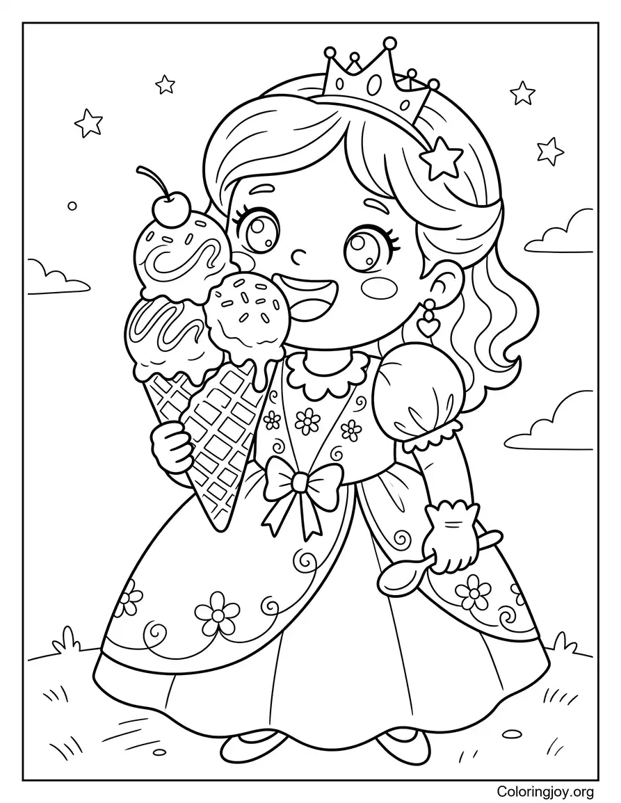 Princess Eating Ice Cream Fun Printable