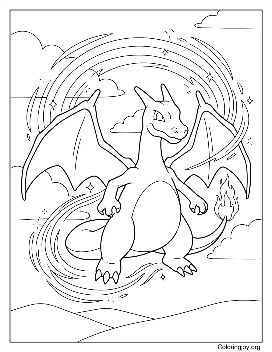 Rainbow Charizard Coloring Page