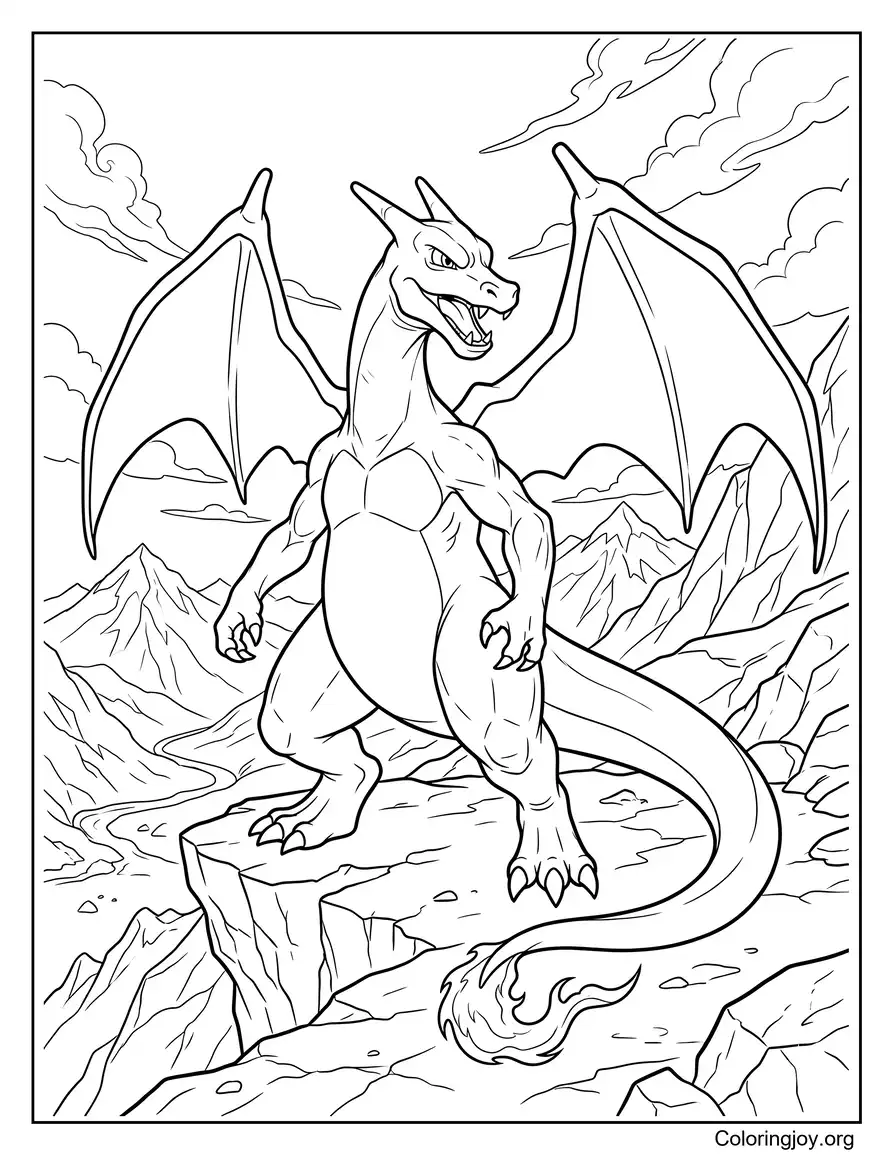 Realistic Charizard Coloring Page