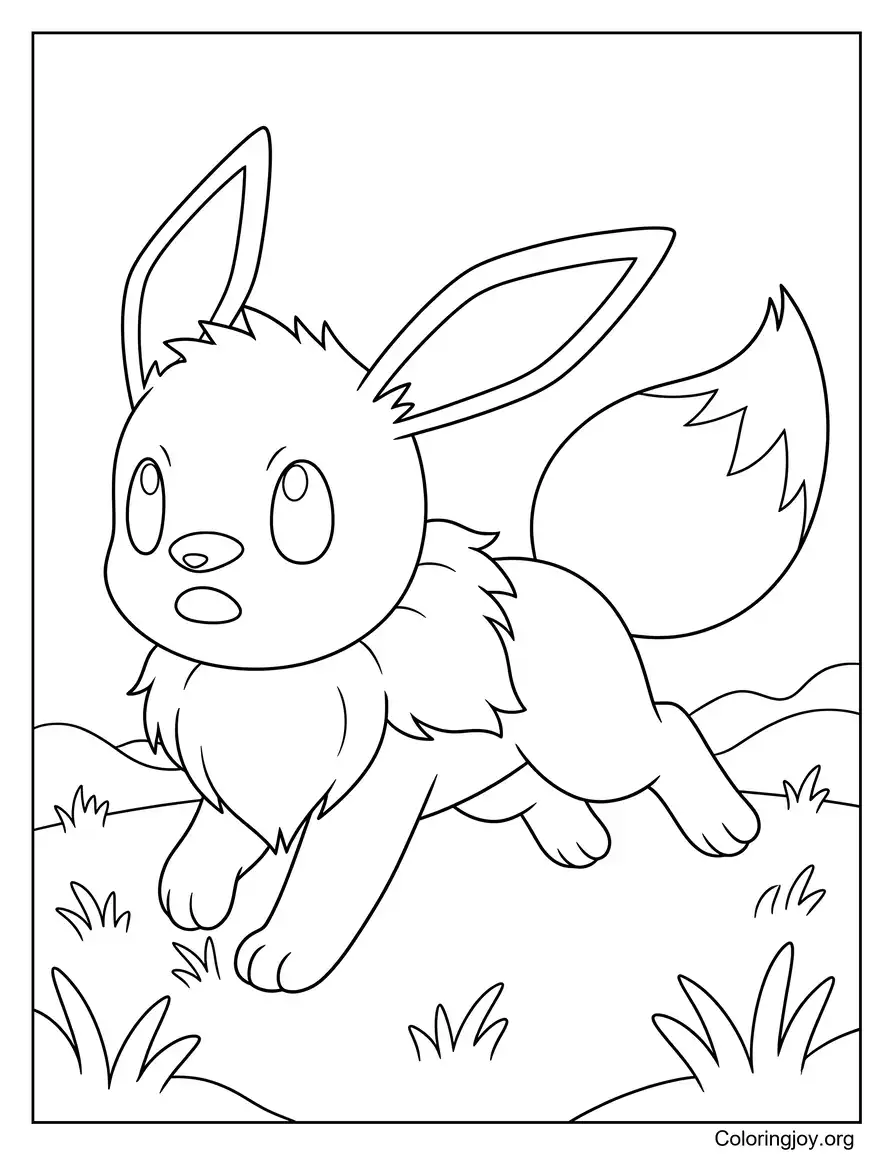 Running Eevee Pokemon Coloring Page