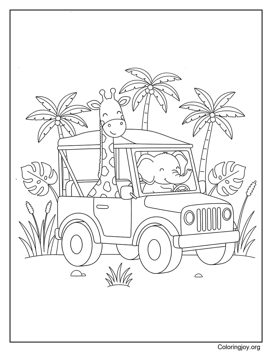 Safari Jeep with Wild Animals