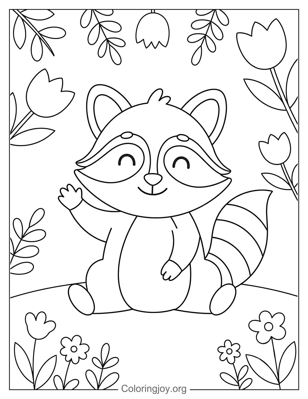 Smiling Raccoon Coloring Page