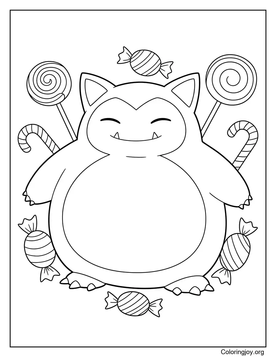 Candy Land Adventure Snorlax Coloring Sheet