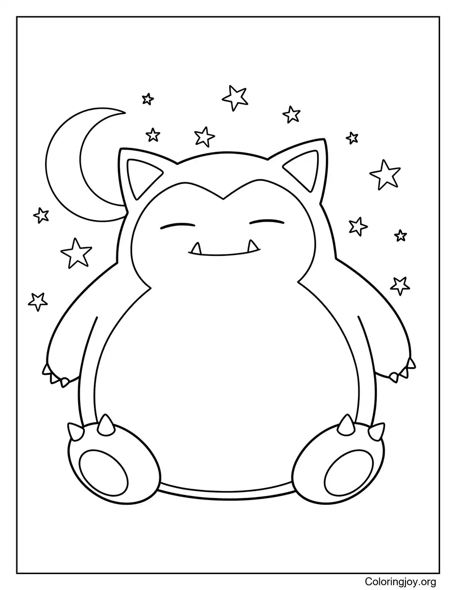 Dreaming on a Cloud Snorlax Coloring Page