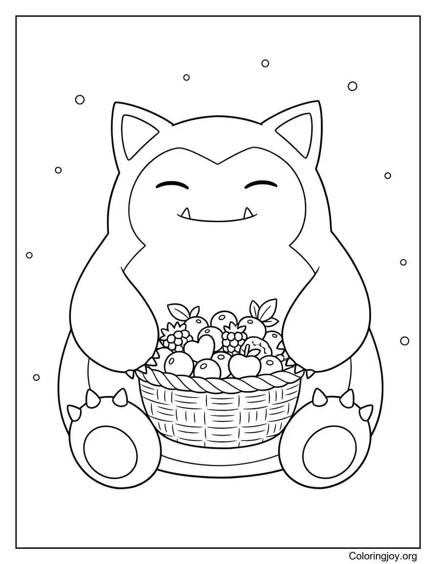 Holding Berries Snorlax Coloring Sheet