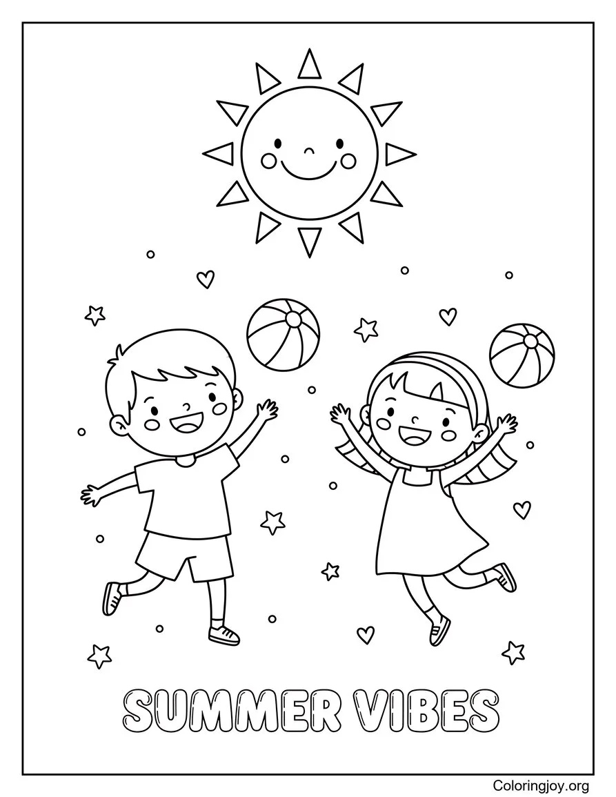 Summer Season Vibes Coloring Page Bright and Cheerful