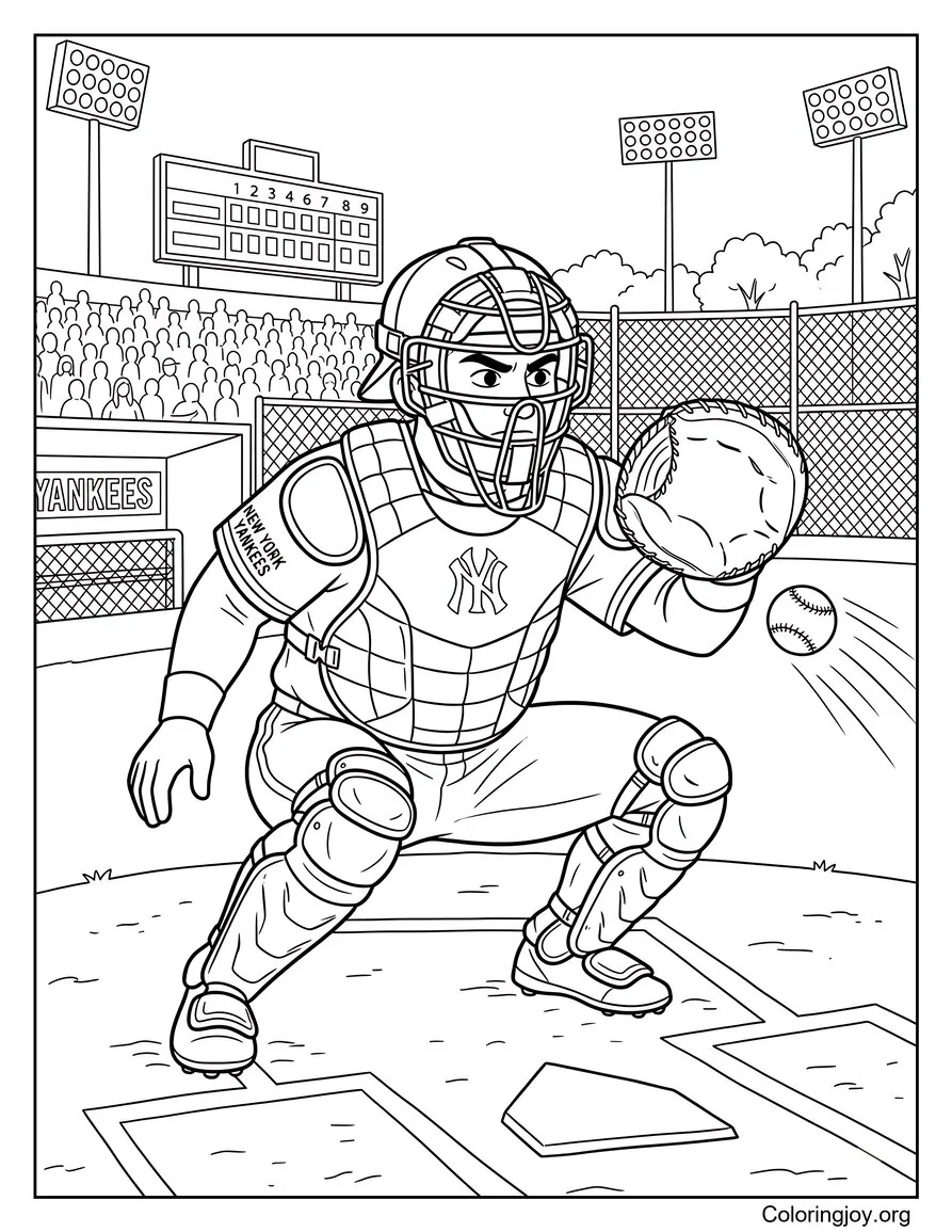 Yankees Catcher In Action