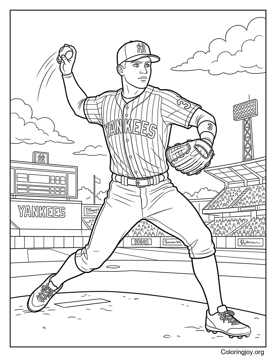 Yankees Player Throwing Ball