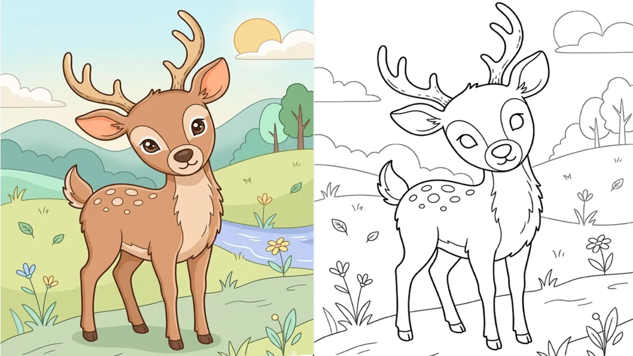 Kostenlose druckbare Hirsch-Malvorlagen (30 PDFs)