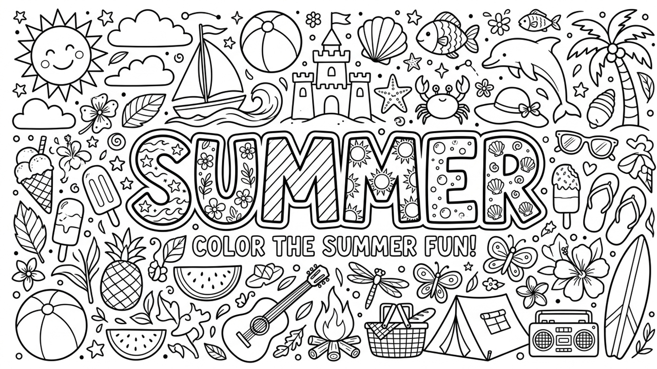 Summer Doodles Coloring Pages
