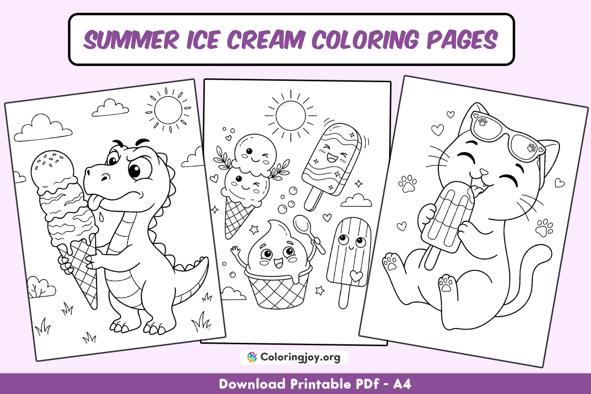 Summer Ice Cream Coloring Pages