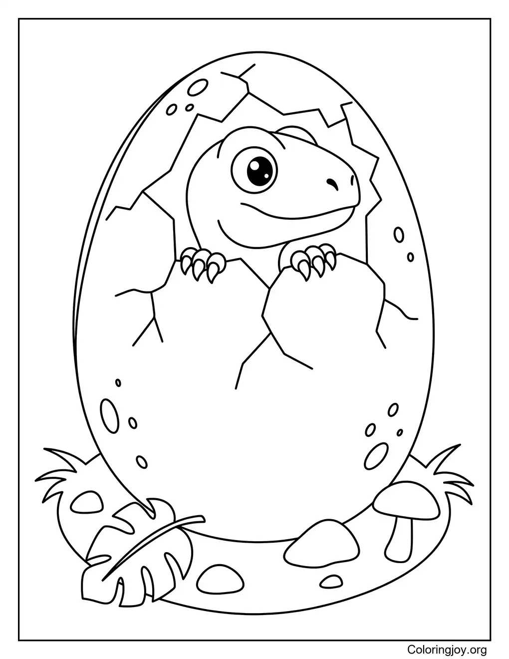 Baby Velociraptor Hatching From An Egg Coloring Page