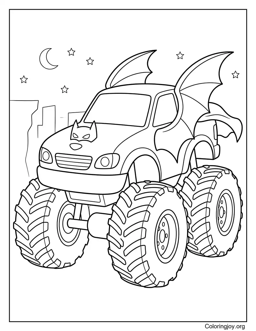 Batman Monster Truck Printable Coloring Page