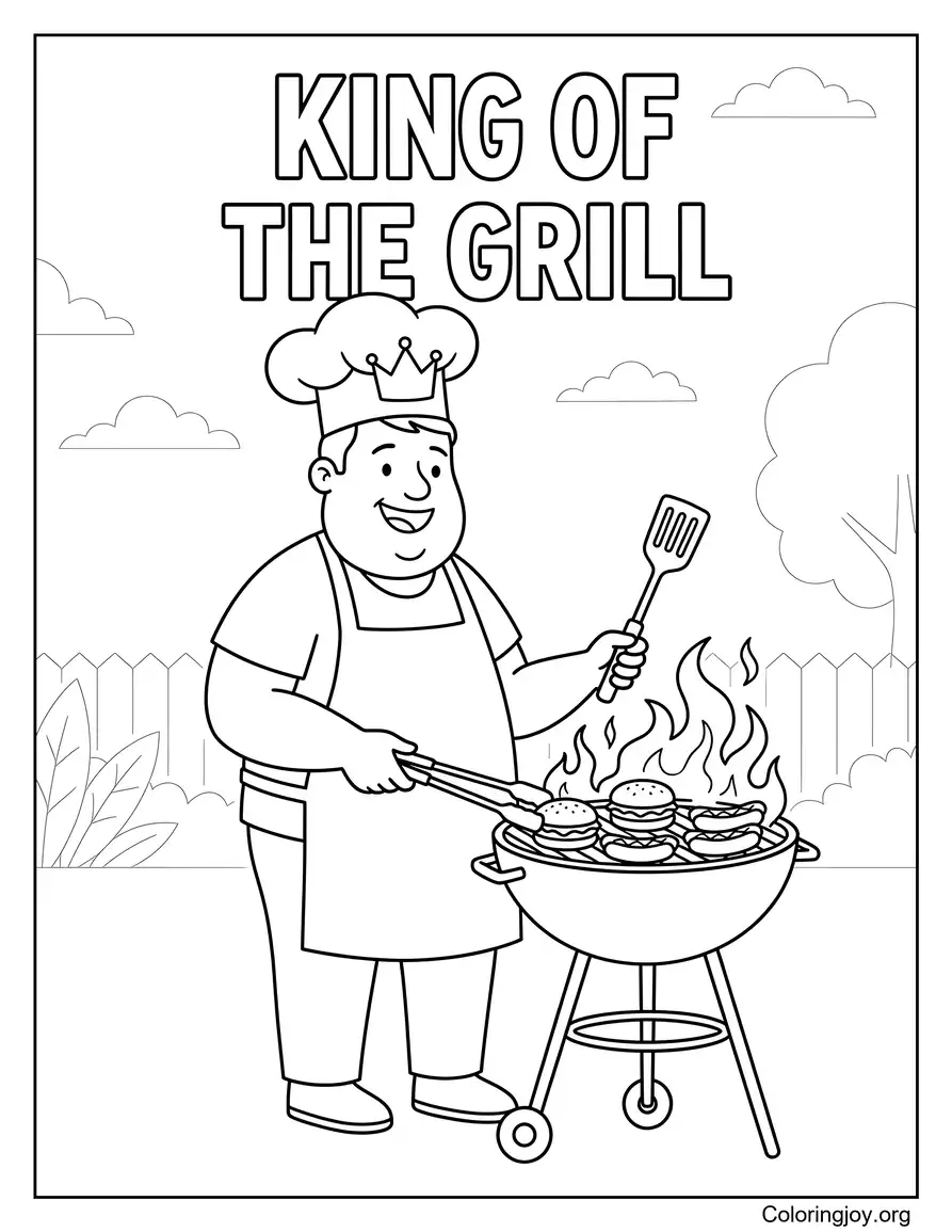 BBQ-vader kleurplaat