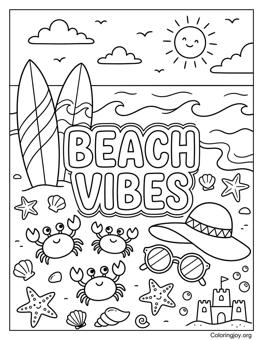 Beach Vibes Summer Printable Pages