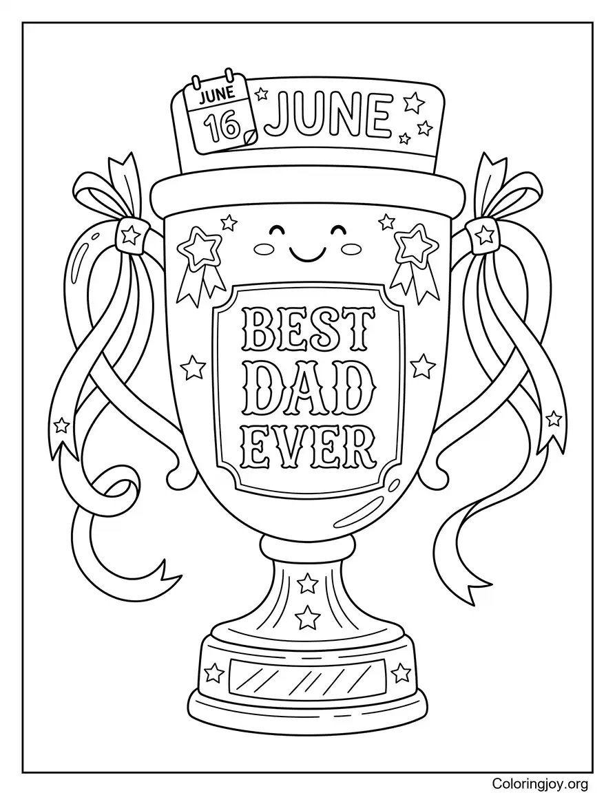Pagina da colorare del trofeo del miglior papà di sempre