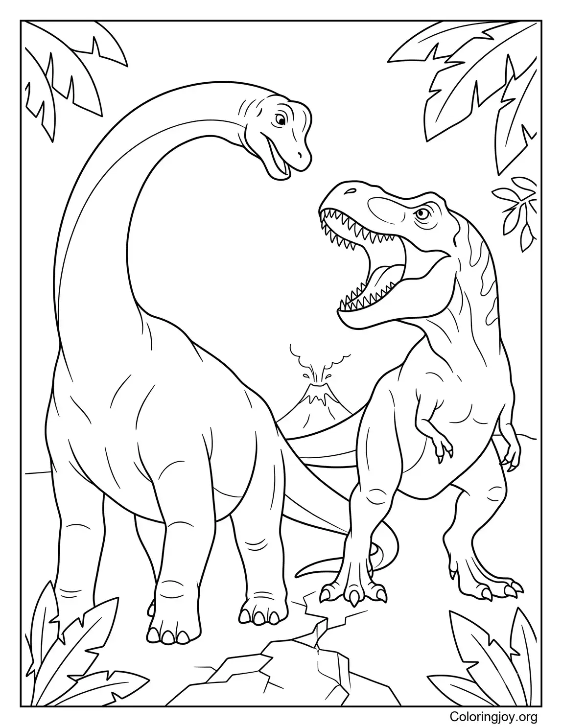 Brachiosaurus and T-Rex Face-Off Scene