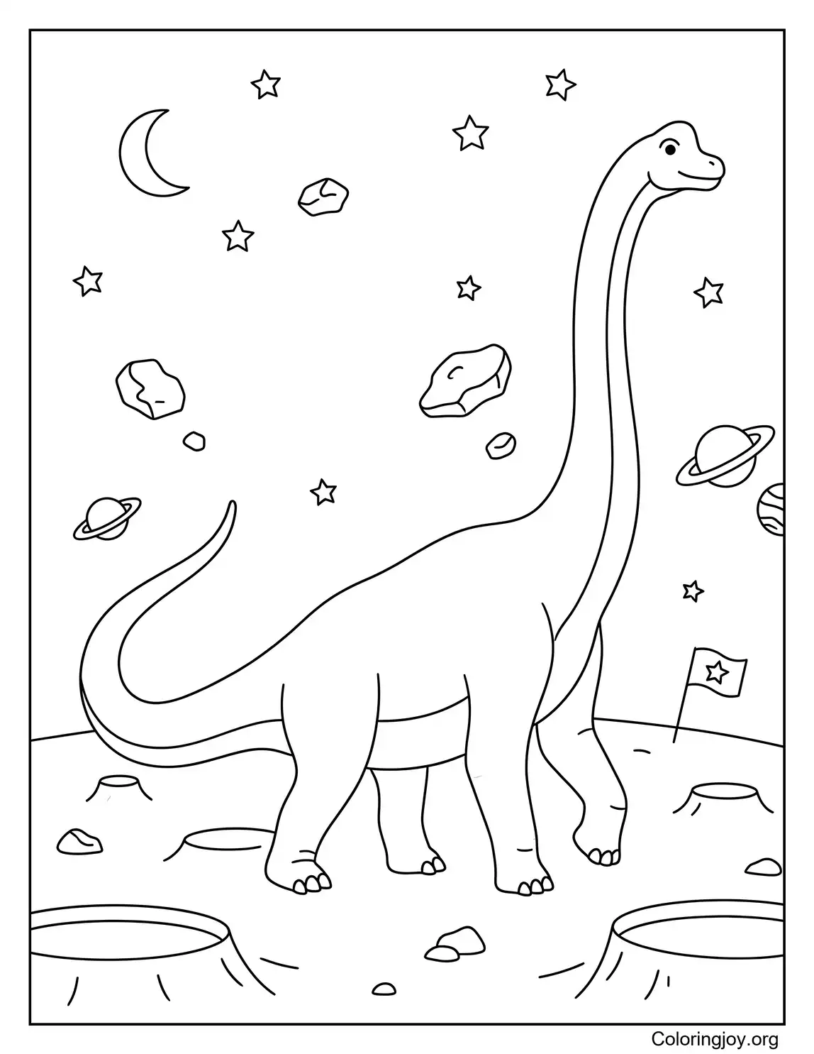 Brachiosaurus läuft auf dem Mond